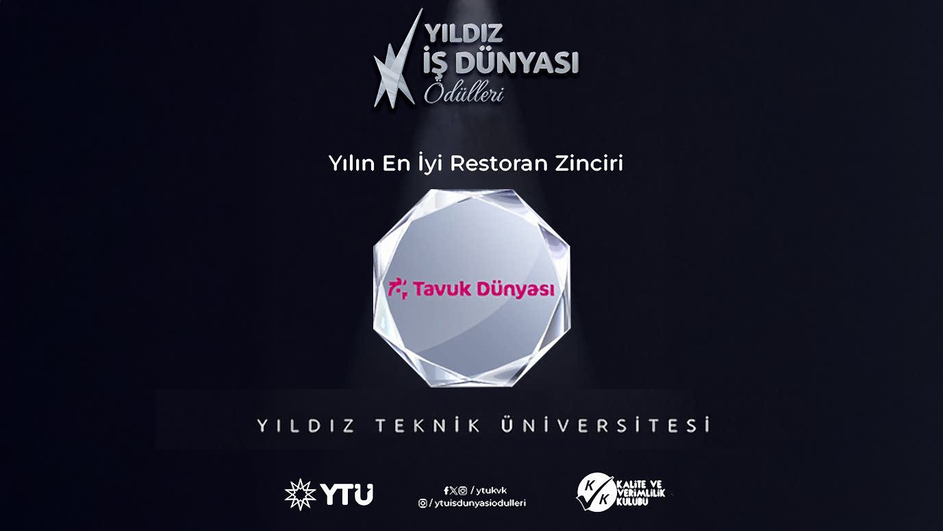 Tavuk Dünyası’na Yıldız Teknik Üniversitesi’nden “Yılın En İyi Restoran Zinciri” Ödülü!